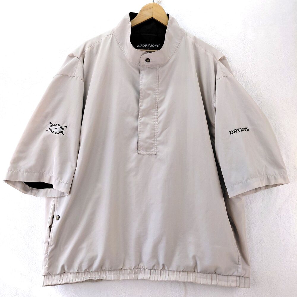 FootJoy DryJoys Jacket Men XL Tan 1/2 Zip Short Sleeve Waterproof Golf Rainshirt